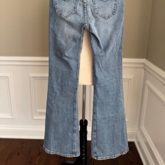 Garage Blue Denim Low Rise Flare Jeans - Picture 4 of 12
